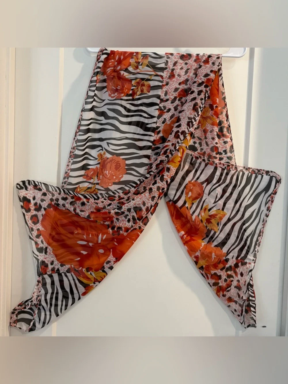 Wild at Heart Mixed Animal & Floral Print Chiffon Scarf - Picture 5 of 12